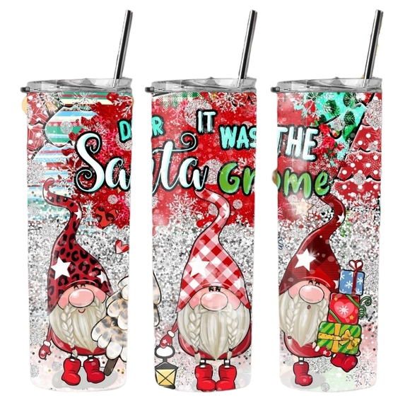 It Was Santa Gnome 20oz Tumbler Christmas Tumbler Cup With Straw - Picture 3 of 3